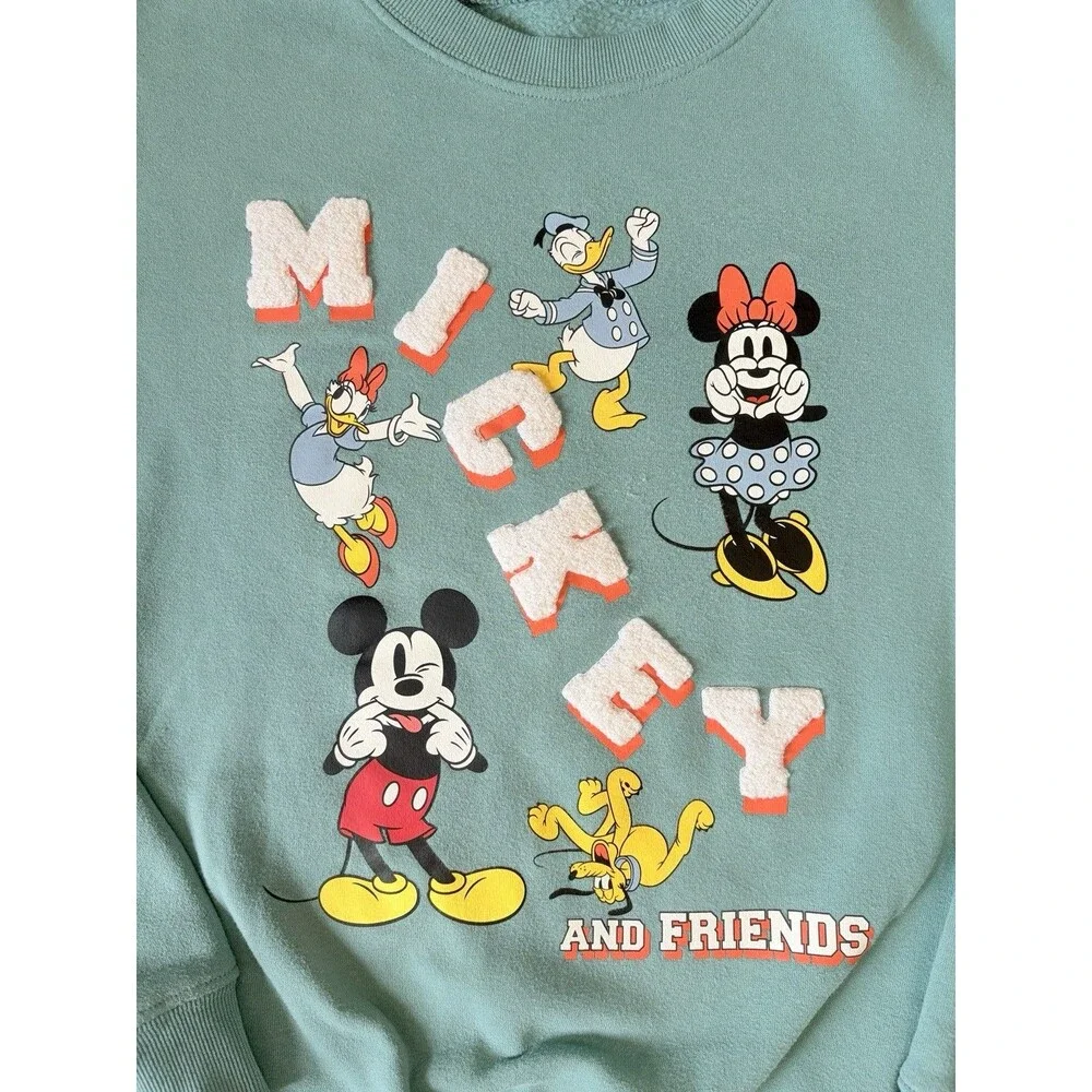 Hybrid Apparel Vintage Unisex Mickey & Friends Fleece Sweatshirt Green Color M - Picture 7 of 7